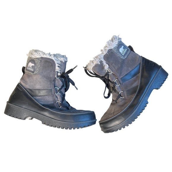 Sorel Tivoli II Women's Waterproof Gray Suede Fur Trim Boots LL5312-089 Sz 6.5 - Picture 1 of 14